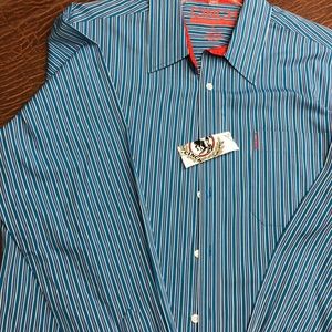 Blue striped Men’s Cinch shirt L modern fit